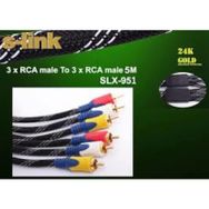 S-Link SLX-952 Altın Uçlu 3'Lü Rca Kablosu