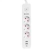 S-Link SPG03TC 2 Usb +1Type C 5V2.4A 1.5m 3x1.00 mm 100 Bakır 750 Joule 3'lü Anahtarlı Akım Korumalı