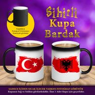 S4590_ Türkiye Arnavutluk Bayrak Sihirli Hediyelik Kupa Bardak