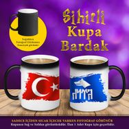 S4640 Türk Bayraklı ve Türkçü Bozkurt Sihirli Fincan Kupa Bardak