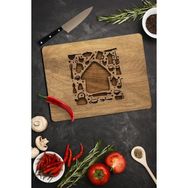 Saban 20x30 cm Ahşap Ev Desenli Cam Kesme Tahtası