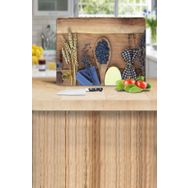 Saban 30x40 cm Tohum ve Tahta Kaşık Dekoratif Cam Kesme Tahtası