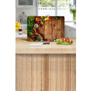 Saban Ahşap ve Sebzeler 20x30 cm Cam Kesme Tahtası