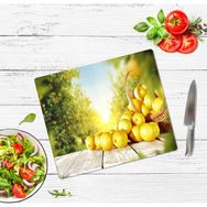 Saban Baba Dekoratif Limon Sepeti 30x40 cm Cam Kesme Tahtası