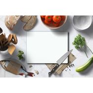 Saban Düz Beyaz 20x30 cm Cam Kesme Tahtası