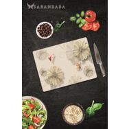 Saban Kelebek ve Çiçekler 30x40 cm Cam Kesme Tahtası