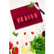 Saban Kırmızı Makaron Desenli 30x40 cm Cam Kesme Tahtası