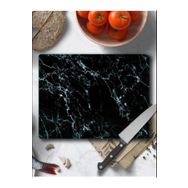 Saban Siyah Mermer Görünümlü 30x40 cm Cam Kesme Tahtası