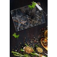 Saban Yaldızlı Mermer Görünümlü 30x40 cm Cam Kesme Tahtası