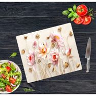 Sabanbaba Dekoratif Ballı Çiçek 30x40 cm Cam Kesme Tahtası