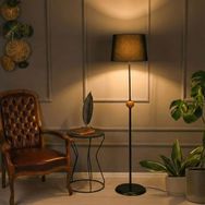 Safir Light 155x37x37 cm Siyah Ahşap Detaylı Metal Lambader