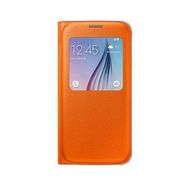 Samsung EF-CG920POEGWW Galaxy S6 Orjinal S-View Cover Turuncu Deri Görünümlü Cep Telefonu Kılıf
