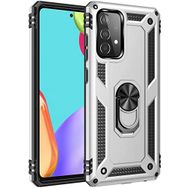 Samsung Galaxy A52s Zırhlı Standlı Mıknatıslı Tank Kapak Gümüş Kılıf
