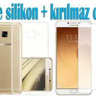 Samsung Galaxy C9 Pro İnce Şeffaf Silikon Kırılmaz Cam Cep Telefonu Kılıfı