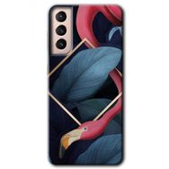 Samsung Galaxy S21 Flamingo Yaprak Baskılı Uyumlu Silikon Kılıf