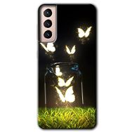 Samsung Galaxy S21 Işıklı Kelebekler Baskılı Uyumlu Silikon Kılıf
