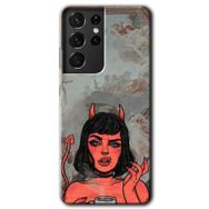 Samsung Galaxy S21 Ultra Devil Girl Baskılı Uyumlu Silikon Kılıf