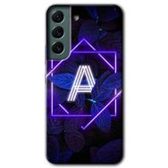 Samsung Galaxy S22 Dark Neon Yaprak A Harfi Baskılı Uyumlu Silikon Kılıf