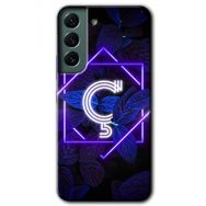 Samsung Galaxy S22 Dark Neon Yaprak C Harfi Baskılı Uyumlu Silikon Kılıf