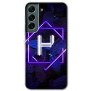 Samsung Galaxy S22 Dark Neon Yaprak H Harfi Baskılı Uyumlu Silikon Kılıf