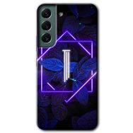 Samsung Galaxy S22 Dark Neon Yaprak İ Harfi Baskılı Uyumlu Silikon Kılıf