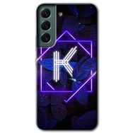 Samsung Galaxy S22 Dark Neon Yaprak K Harfi Baskılı Uyumlu Silikon Kılıf