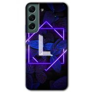 Samsung Galaxy S22 Dark Neon Yaprak L Harfi Baskılı Uyumlu Silikon Kılıf