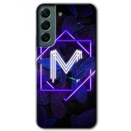 Samsung Galaxy S22 Dark Neon Yaprak M Harfi Baskılı Uyumlu Silikon Kılıf