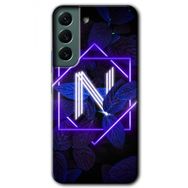 Samsung Galaxy S22 Dark Neon Yaprak N Harfi Baskılı Uyumlu Silikon Kılıf