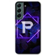 Samsung Galaxy S22 Dark Neon Yaprak P Harfi Baskılı Uyumlu Silikon Kılıf