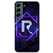 Samsung Galaxy S22 Dark Neon Yaprak R Harfi Baskılı Uyumlu Silikon Kılıf