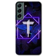 Samsung Galaxy S22 Dark Neon Yaprak T Harfi Baskılı Uyumlu Silikon Kılıf