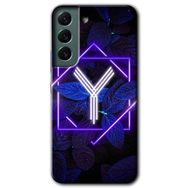 Samsung Galaxy S22 Dark Neon Yaprak Y Harfi Baskılı Uyumlu Silikon Kılıf