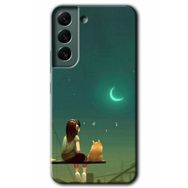 Samsung Galaxy S22 Kedili Kız Kılıf HD Desen Baskılı Arka Kapak