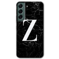 Samsung Galaxy S22 Siyah Mermer Desenli Z Harfi Baskılı Uyumlu Silikon Kılıf