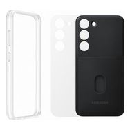 Samsung Galaxy S23 Çerçeveli & Kart Yuvalı Siyah Telefon Kılıfı