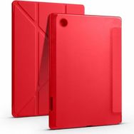Samsung Galaxy Tab A8 10.5 SM-X200 Standlı Tri Folding Kalemlikli Silikon Smart Cover Kırmızı Tablet Kılıfı