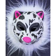 Samur 22X19 cm Beyaz Peluş Saçlı Kırılmaz Yumuşak Tiger Kaplan Maskesi