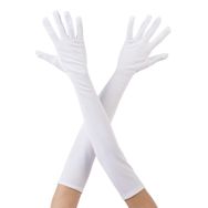 Samur 40 cm Beyaz Renk Dirseğe Kadar Uzun Kumaş Eldiven