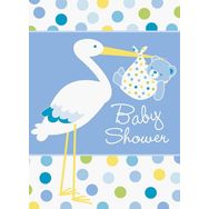Samur 8 Adet Baby Boy Stork Temalı Mavi Renk Baby Shower Davetiye