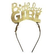 Samur Altın Renk Birthday Girl Yazılı Parti Kızı Doğum Günü Tacı