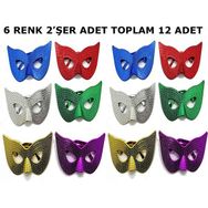 Samur Maskeli Balo Partisi Görünümlü Retro 6 Renk 12 Adet Parti Gözlüğü