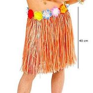 Samur Yetişkin ve Çocuk Uyumlu 40 cm Turuncu Renk Püsküllü Hawaii Luau Hula Etek