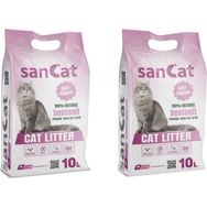 Sancat 2x10 lt Bebek Pudrası Kokulu Premium Beyaz Kedi Kumu