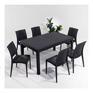 Sandalie Rattan Antrasit 90x150 cm Bahçe Masa Seti