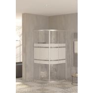 Sanica 5 mm 100x100 Oval Şerit Desenli Orbit Cam Duşakabin