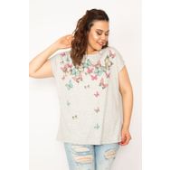 Şans 65N33290 Gri Kadın Bluz