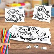 Şapkalı Baykuş Boyama Puzzle Tablo