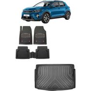 Sare Tuning Kia Stonic Yeni Logolu Araçlar 2021 Sonrası 3D Bagaj Havuzu ve Krom Karbon Paspas