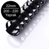 Sarff 22 mm Plastik Siyah 200-220 Yaprak Kapasiteli 50'li Spiral